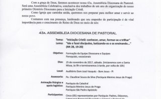 CONVOCAÇÃO 43ª ASSEMBLÉIA DIOCESANA DE PASTORAL