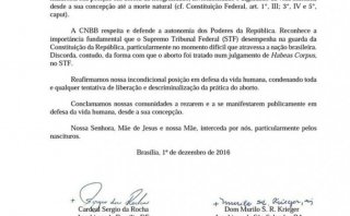 CNBB emite nota contra o aborto diante da decisão do STF