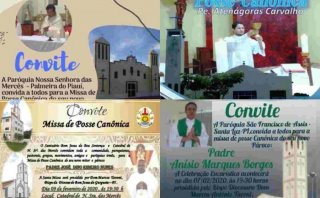 Confira datas e horários da Missa de posse dos novos párocos em Santa Luz, Redenção, Palmeira e Bom Jesus - PI