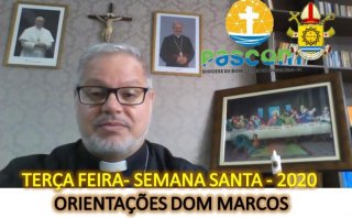 NESTA TERÇA FEIRA DA SEMANA SANTA  DE 2020, MEDITE COM AS ORIENTAÇÕES DE DOM MARCOS TAVONI