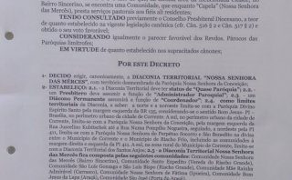 INSTALADA A DIACONIA TERRITORIAL "NOSSA SENHORA DAS MERCÊS", NO SINCERINO, EM CORRENTE - Diocese de Bom Jesus do Gurguéia