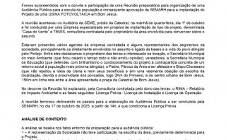 CARTA ABERTA À POPULAÇÃO DE BOM JESUS E AOS ORGÃOS RESPONSÁVEIS PELO LICENCIAMENTO PRÉVIO E INSTALAÇÃO DO COMPLEXO FOTOVOLTAICO BOM JESUS II