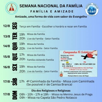 SEMANA NACIONAL DA FAMÍLIA 2024 - Diocese de Bom Jesus do Gurguéia