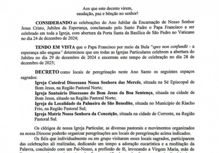 DOM MARCOS TAVONI LANÇA DECRETO COM OS LOCAIS DE PEREGRINAÇÃO NESTE ANO SANTO