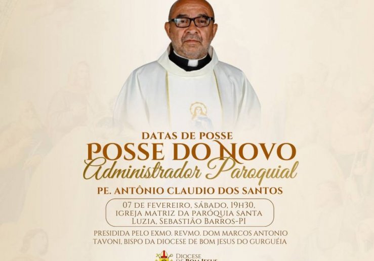 Diocese de Bom Jesus do Gurguéia divulga datas das posses paroquiais de fevereiro de 2026