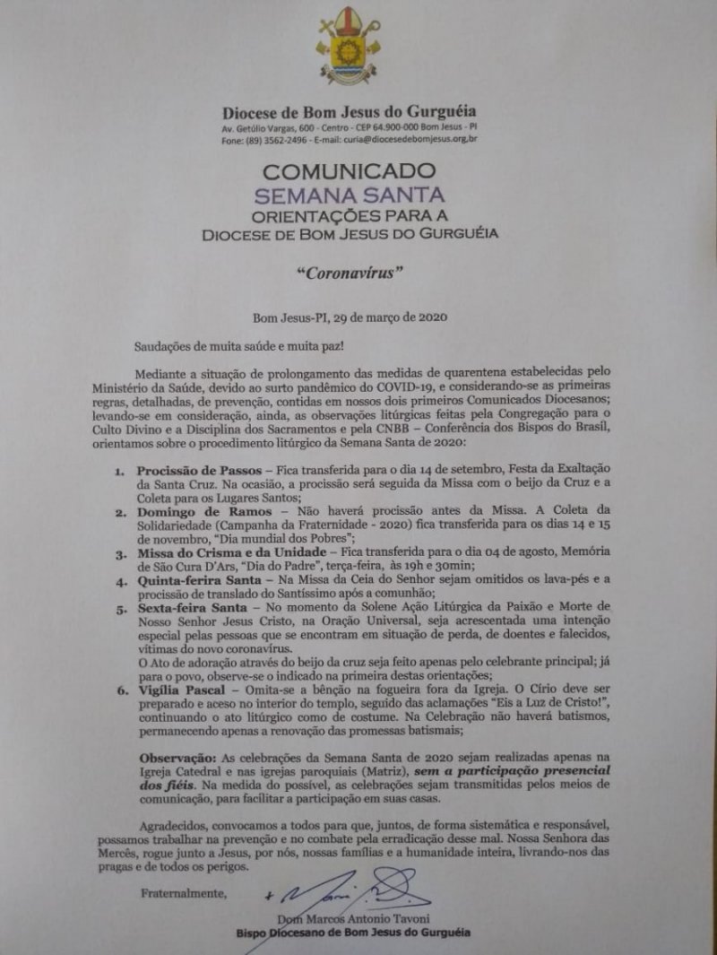 Comunicado Semana Santa